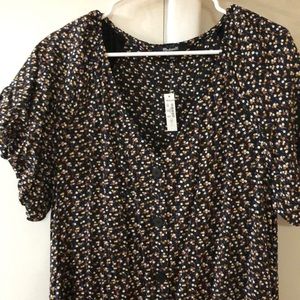 MADEWELL BUBBLE SLEEVE EASY DRESS IN ADORABLE DITSY, SIZE L, NWT!